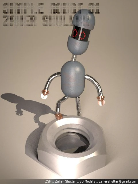 simple robot 01 3D Model .c4d .max .obj .3ds .fbx .stl .blend