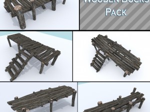 wooden docks pack Modelo 3D
