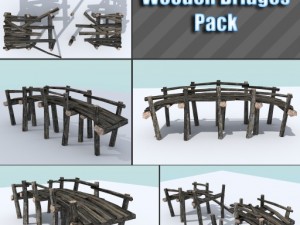 wooden bridges pack 3D Model
