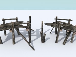 wooden bridges pack 3D Модель