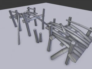 wooden bridges pack 3D Model