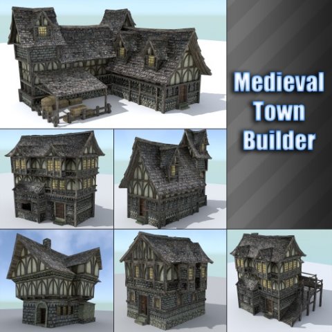 medieval town builder Model 3D .c4d .max .obj .3ds .fbx .stl .blend 
