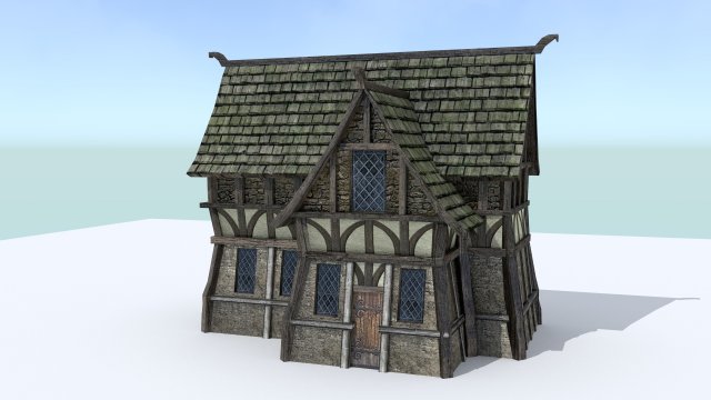 medieval village house 1 3D Модель .c4d .max .obj .3ds .fbx .stl .blend 