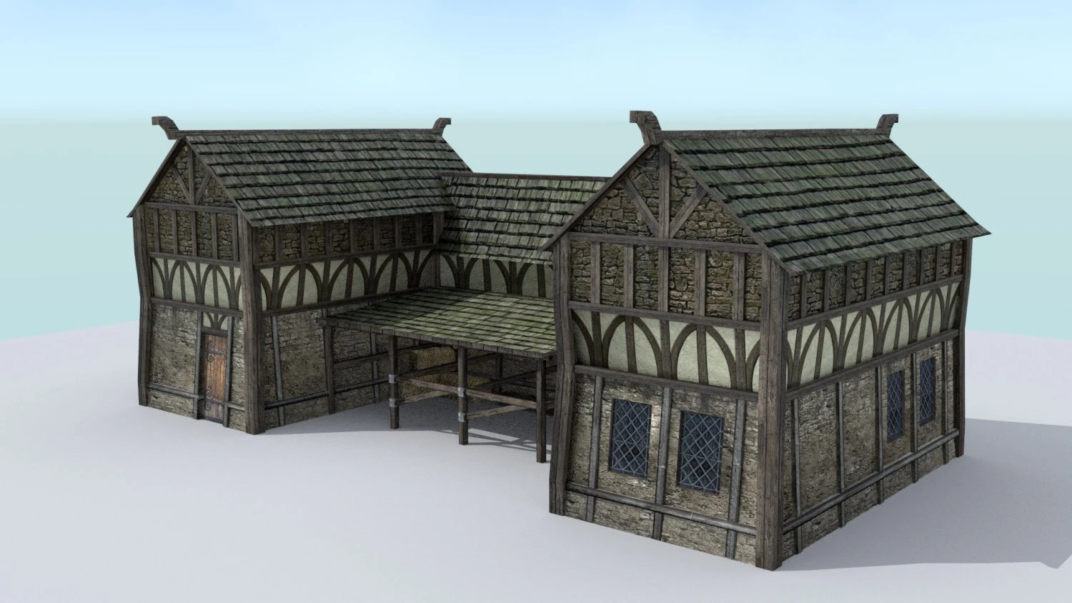 medieval village stable 3D Model .c4d .max .obj .3ds .fbx .stl .blend 