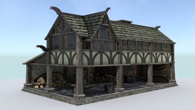 medieval village woodcutter 3D Model .c4d .max .obj .3ds .fbx .stl .blend 