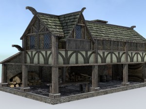 medieval village woodcutter Modelo 3D