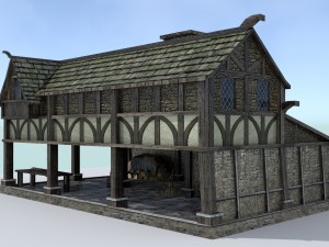medieval village woodcutter 3D Model