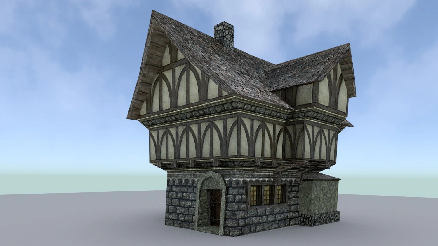 medieval town house 1 3D Model .c4d .max .obj .3ds .fbx .stl .blend 