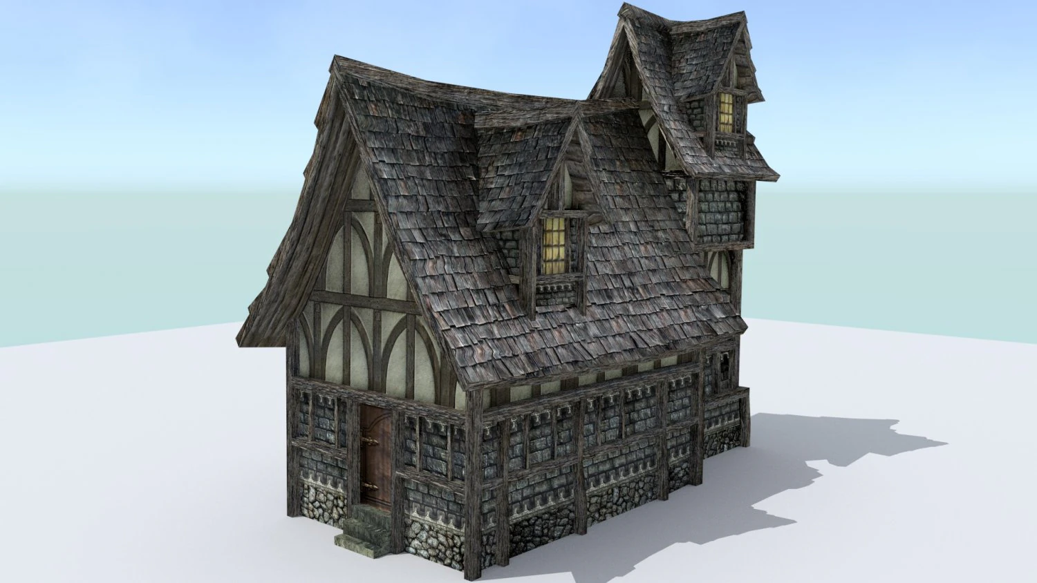 medieval town house 2 3D Model .c4d .max .obj .3ds .fbx .stl .blend 