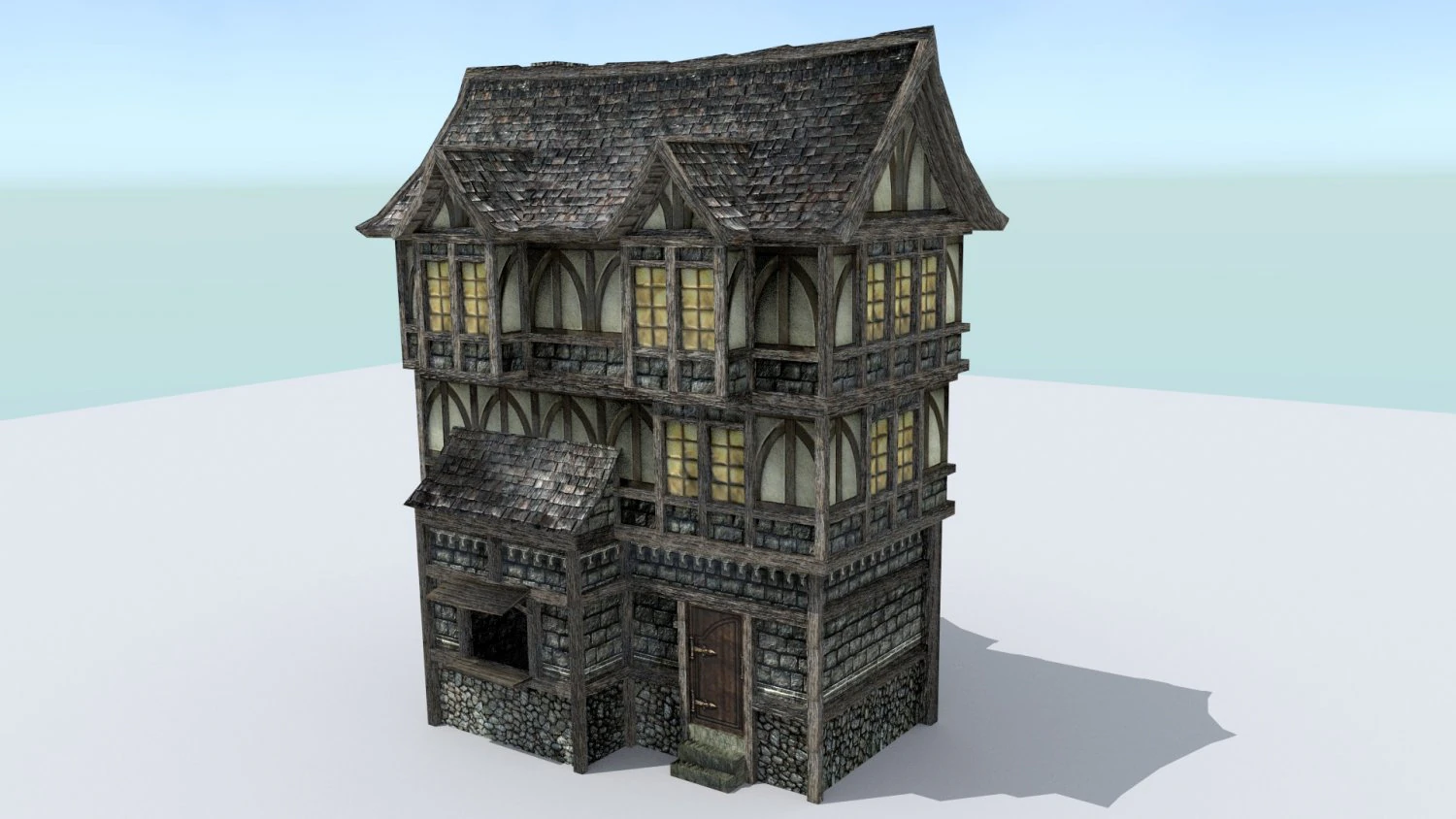 medieval town house 3 3D Model .c4d .max .obj .3ds .fbx .stl .blend 