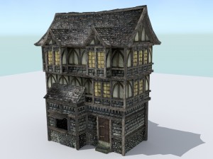 medieval town house 3 Model 3D