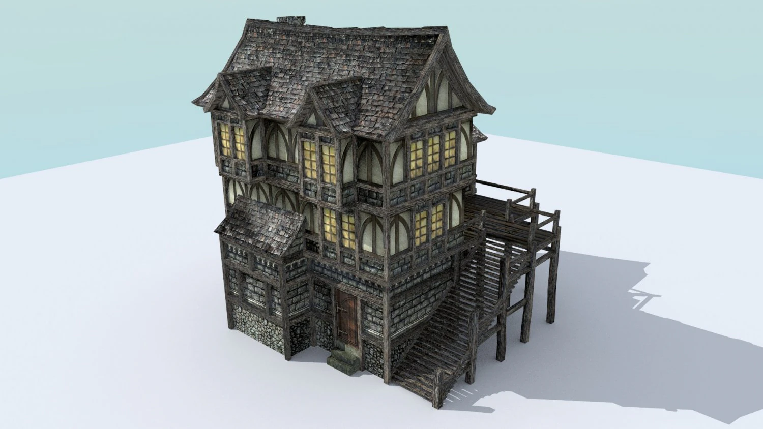 medieval town house 6 3D Model .c4d .max .obj .3ds .fbx .stl .blend