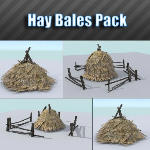 hay bales pack 3D Model .c4d .max .obj .3ds .fbx .stl .blend