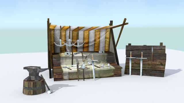 medieval stall Modello 3D .c4d .max .obj .3ds .fbx .stl .blend 