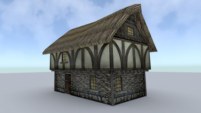 medieval farm house 1 3D Модель .c4d .max .obj .3ds .fbx .stl .blend 