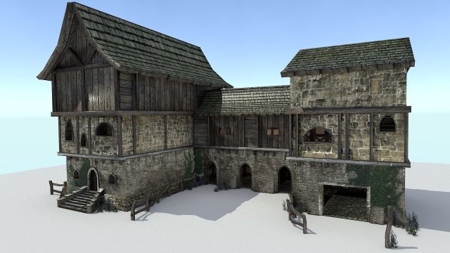 medieval city storehouse 3D Model .c4d .max .obj .3ds .fbx .stl .blend 