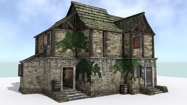 medieval city tavern 3D Модель .c4d .max .obj .3ds .fbx .stl .blend 
