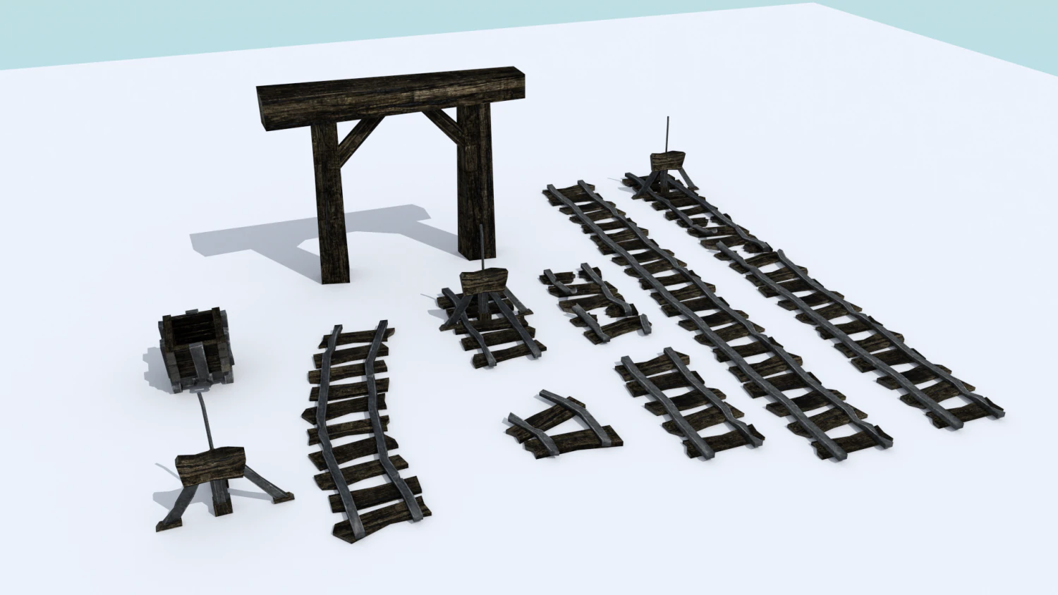medieval mine cart tracks 3D Model .c4d .max .obj .3ds .fbx .stl .blend 