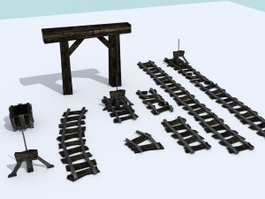 medieval mine cart tracks 3D Model