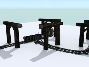 medieval mine cart tracks 3D Model