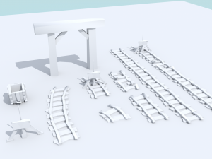 medieval mine cart tracks 3D 模型