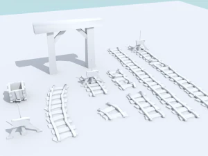 medieval mine cart tracks 3D Model