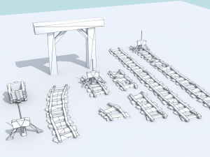 medieval mine cart tracks 3D 模型