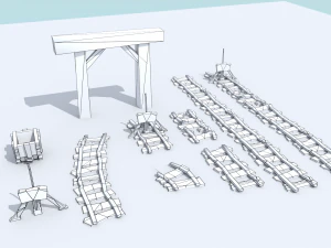 medieval mine cart tracks 3D Model