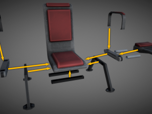 industrial chair modular pack Modèle 3D