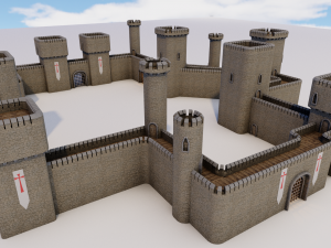 castle walls modular pack Model 3D