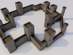 castle walls modular pack 3Dモデル