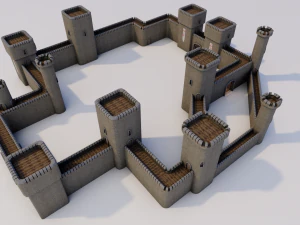 castle walls modular pack 3D Model