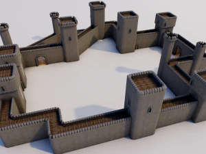 castle walls modular pack 3D Model