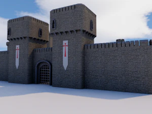 castle walls modular pack 3D Model