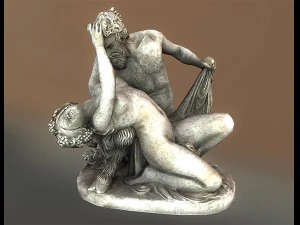 сатир і вакханка низькому полі 3D Модель