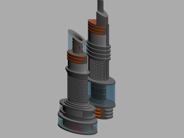 futuristic building 3D Model .c4d .max .obj .3ds .fbx .stl .blend