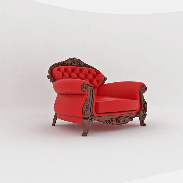 classic large leather red chair Modelo 3D .c4d .max .obj .3ds .fbx .stl .blend 