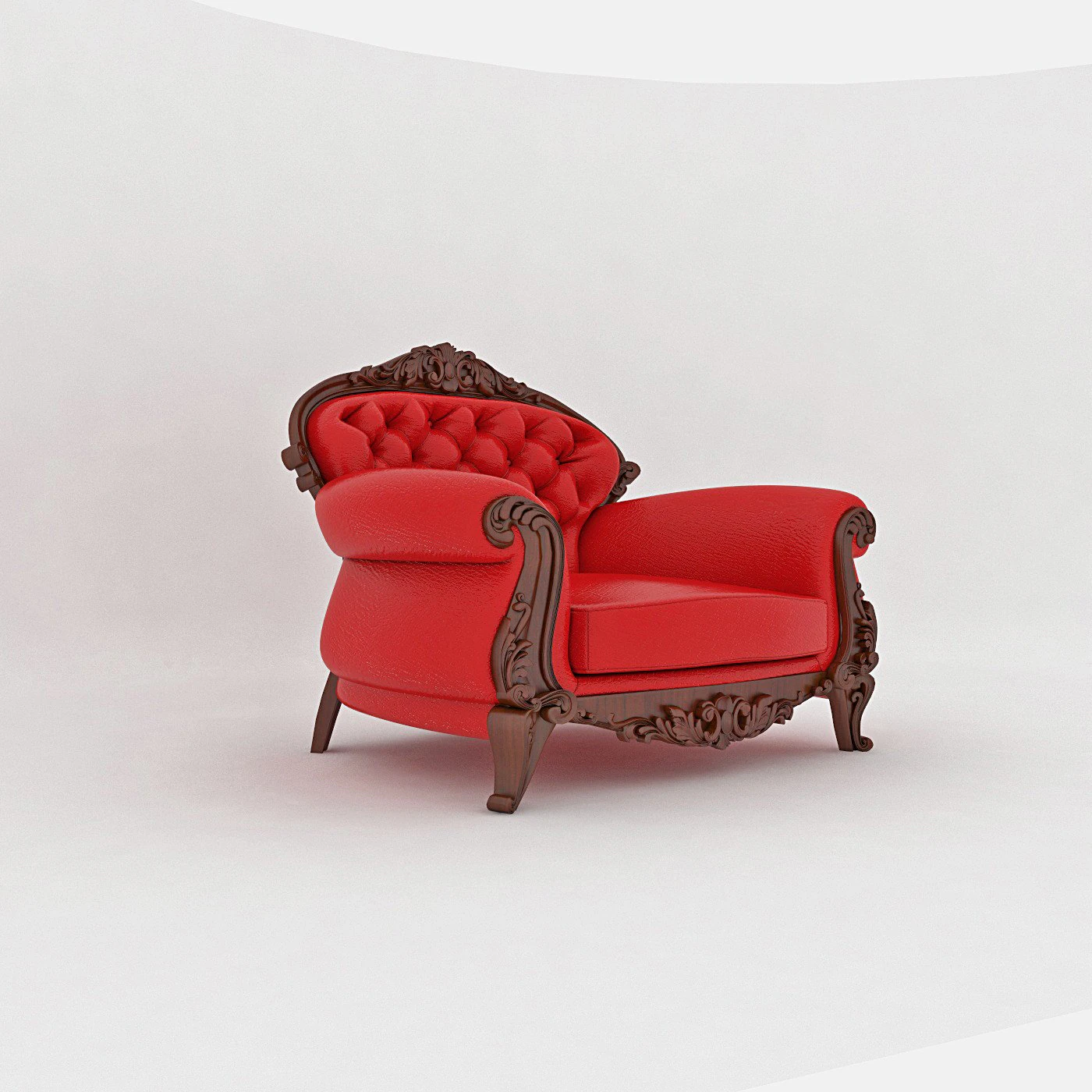 classic large leather red chair 3D Model .c4d .max .obj .3ds .fbx .stl .blend