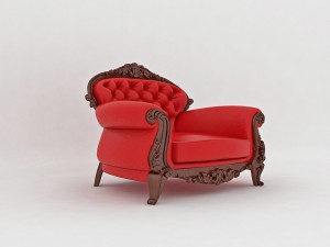 classic large leather red chair 3D Model