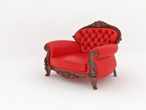 classic large leather red chair 3D Model