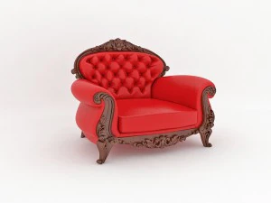 classic large leather red chair 3D Model