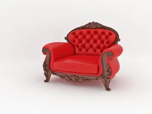 classic large leather red chair 3D Model