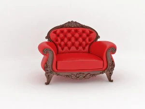 classic large leather red chair 3D Model