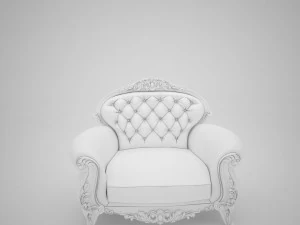 classic large leather red chair 3D Model