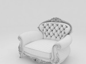 classic large leather red chair 3D Model