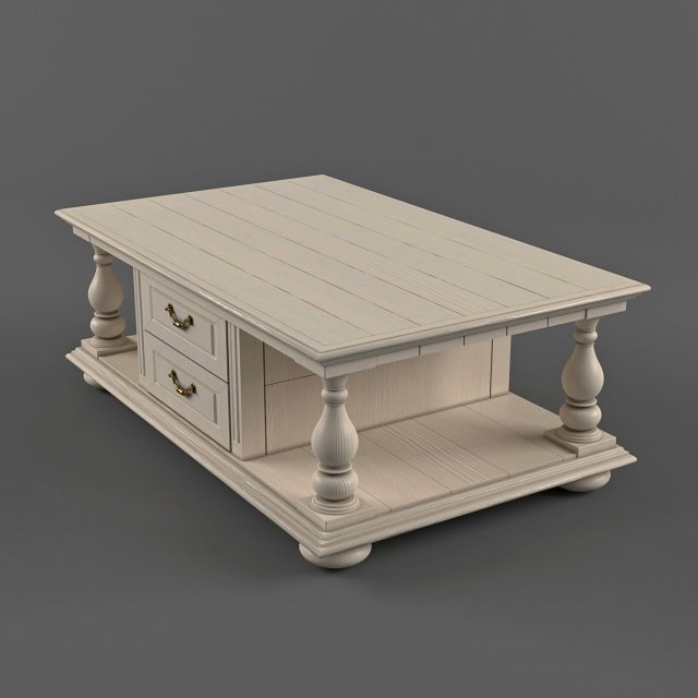 white coffee table in classic style Modelo 3D .c4d .max .obj .3ds .fbx .stl .blend 