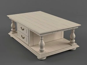 klasik tarzda beyaz sehpa 3D Model