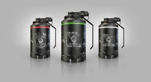 grenades pack Model 3D .c4d .max .obj .3ds .fbx .stl .blend 