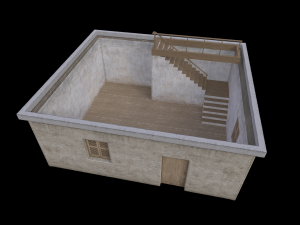 Lowpoly Old House With interior 3Dモデル