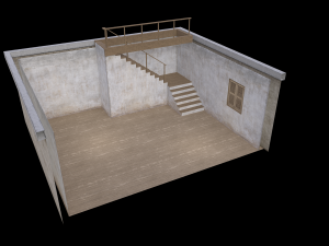 Lowpoly Old House With interior 3Dモデル